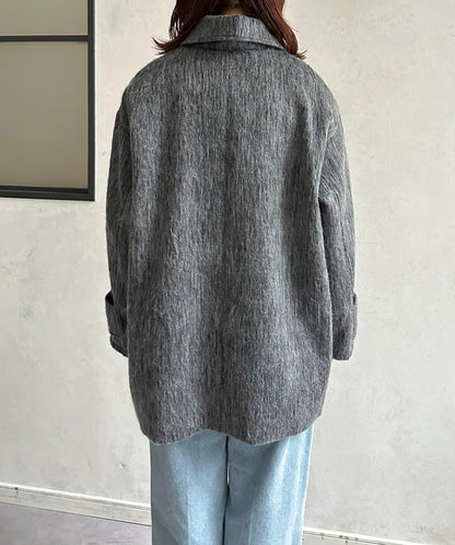 翻領長毛中長款大衣