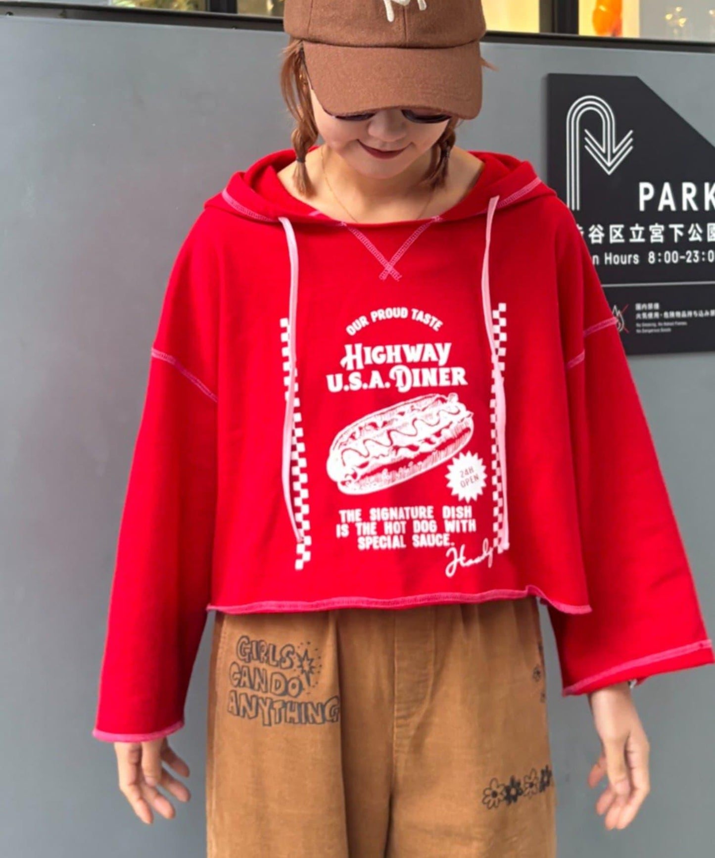 ★【HELLO.SANFRANCISCO/ハローサンフランシスコ】連帽印花衛衣