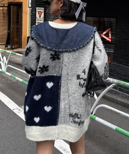 ★【HELLO.SANFRANCISCO/ハローサンフランシスコ】ジャガードッドッキングハート釦カーデ