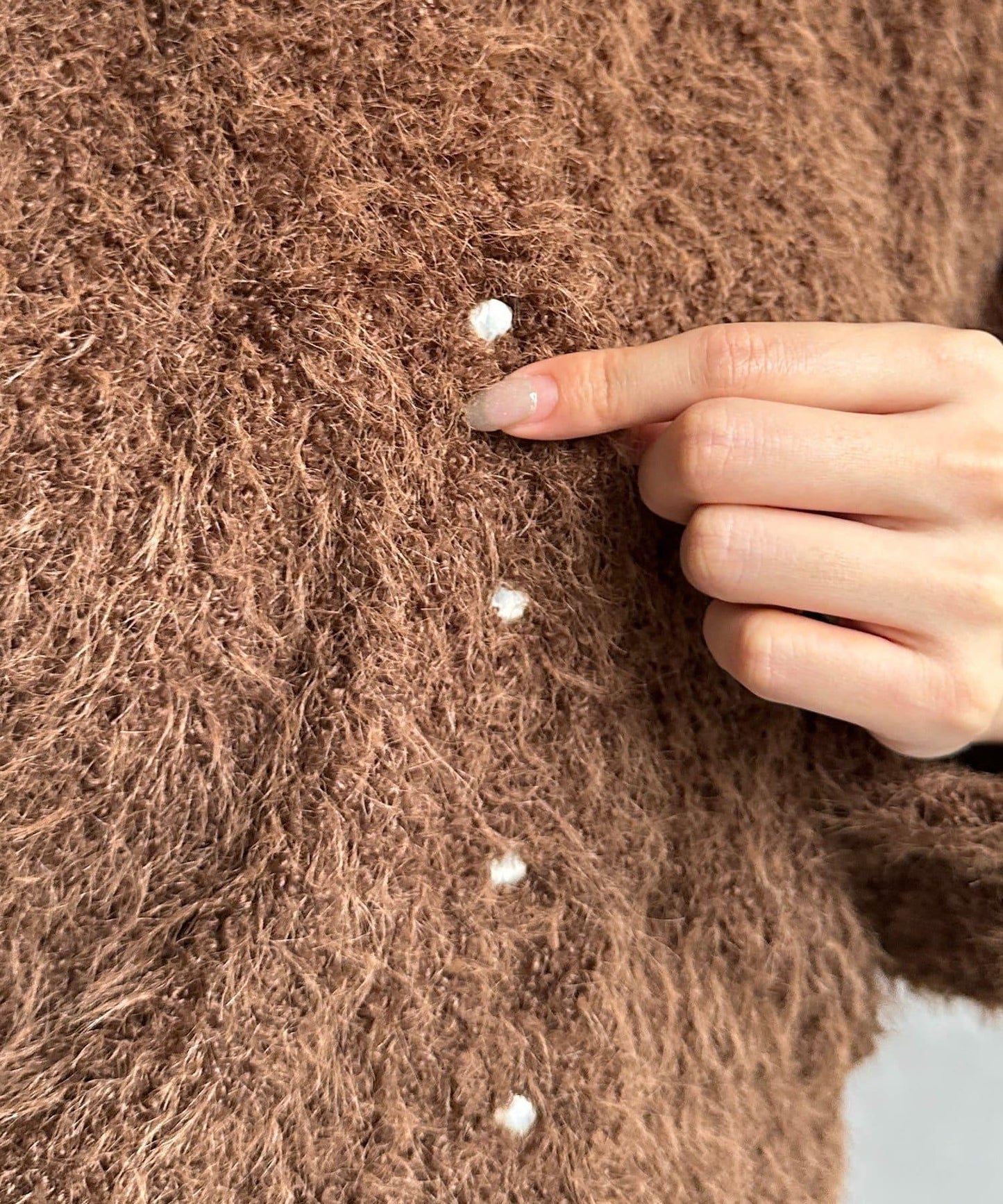 V領剪裁絨面開衫