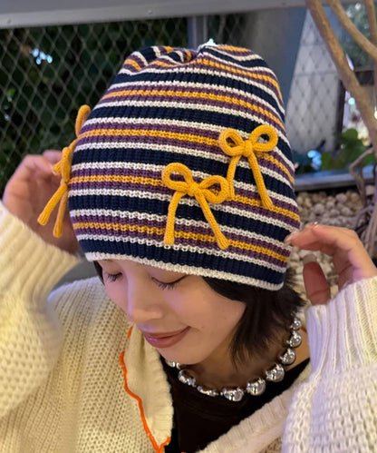 ★【HELLO.SANFRANCISCO/ハローサンフランシスコ】リボン付マルチボーダービーニー帽