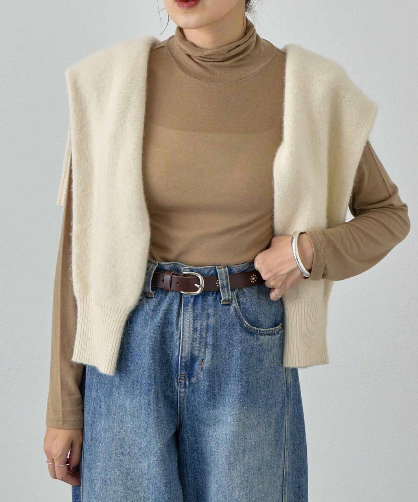 透視高領針織衫