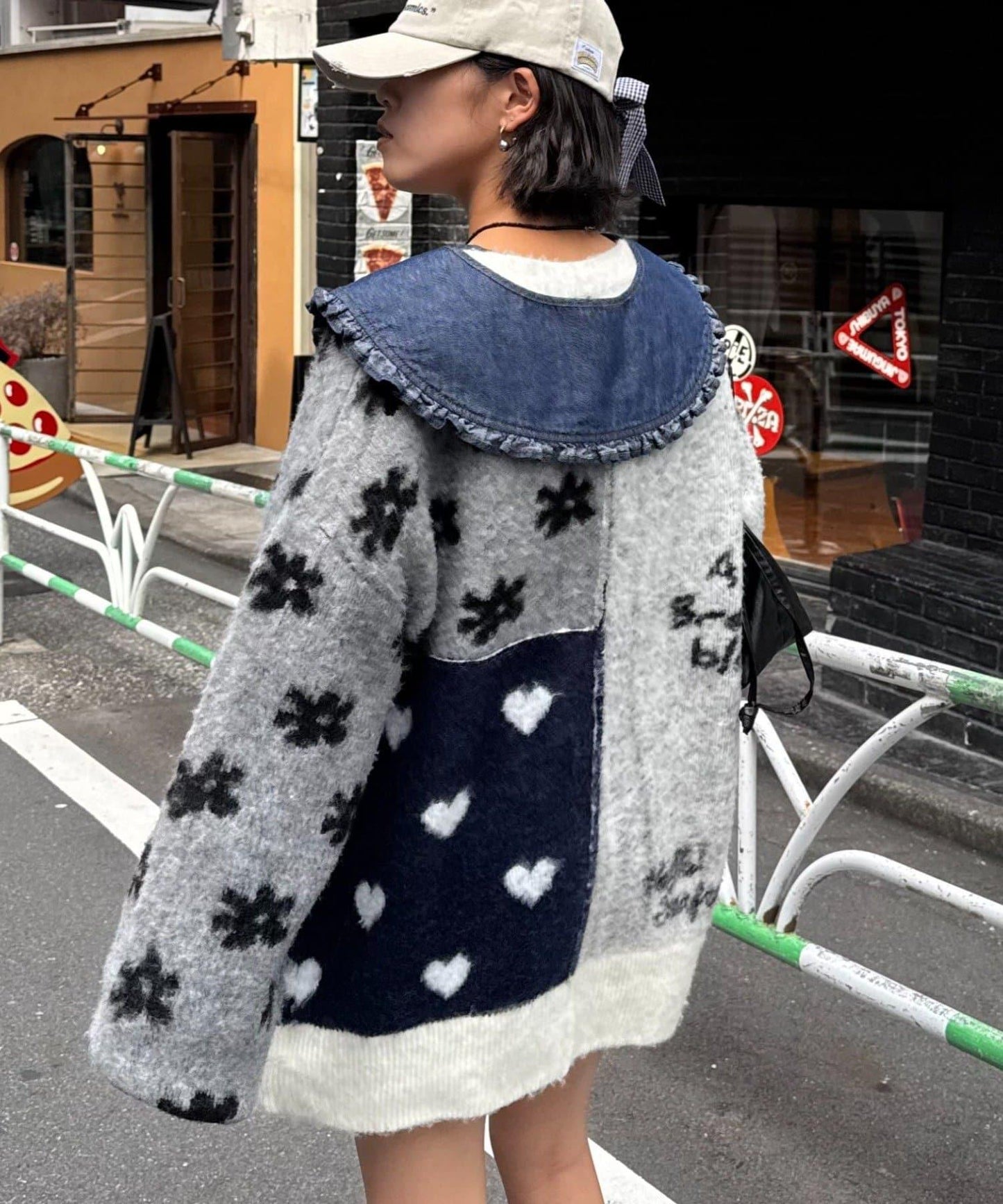 ★【HELLO.SANFRANCISCO/ハローサンフランシスコ】ジャガードッドッキングハート釦カーデ