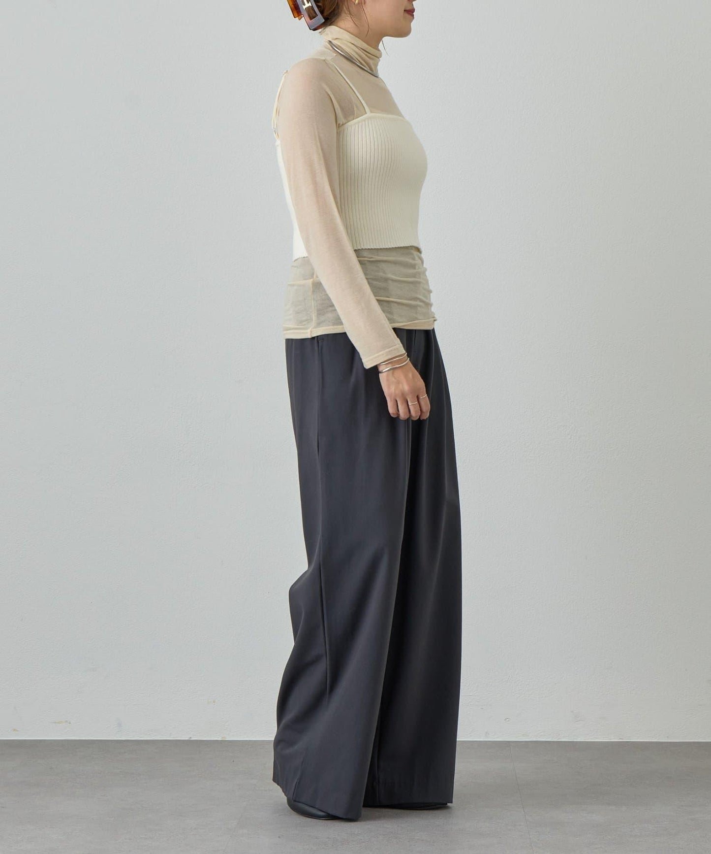 透視高領針織衫