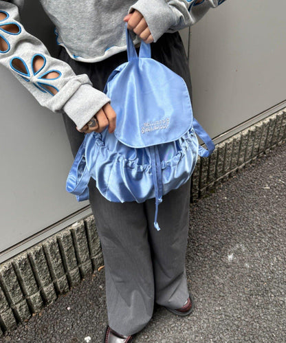 ★【HELLO.SANFRANCISCO/ハローサンフランシスコ】標誌刺繡緞面雙肩包