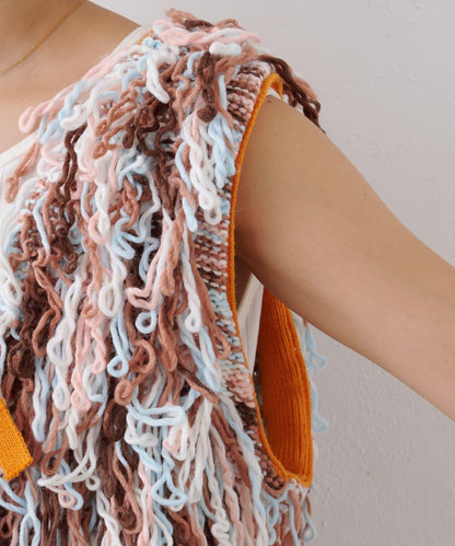 ★【HELLO.SANFRANCISCO/ハローサンフランシスコ】カラーループフリンジリボンベスト