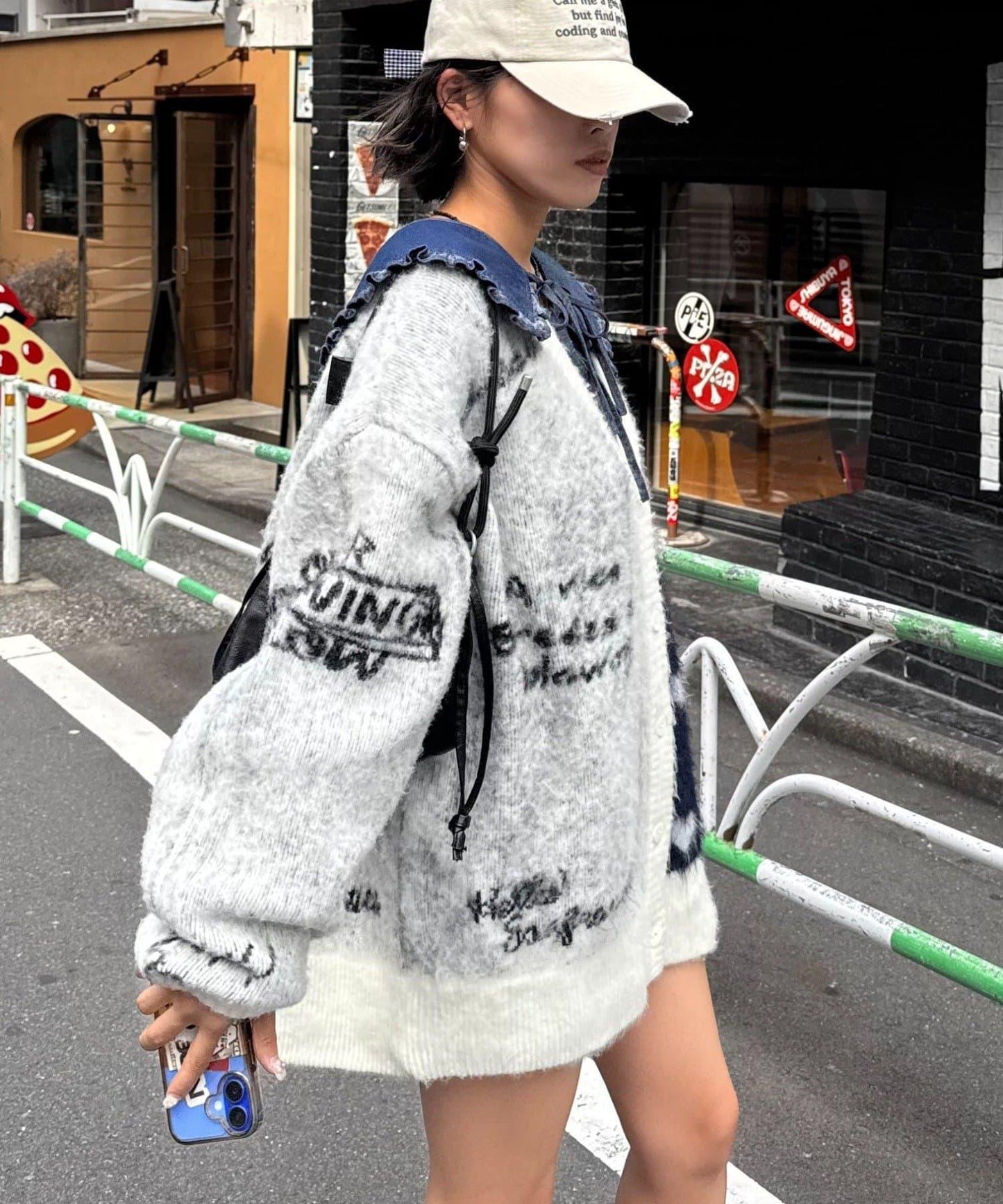 ★【HELLO.SANFRANCISCO/ハローサンフランシスコ】ジャガードッドッキングハート釦カーデ