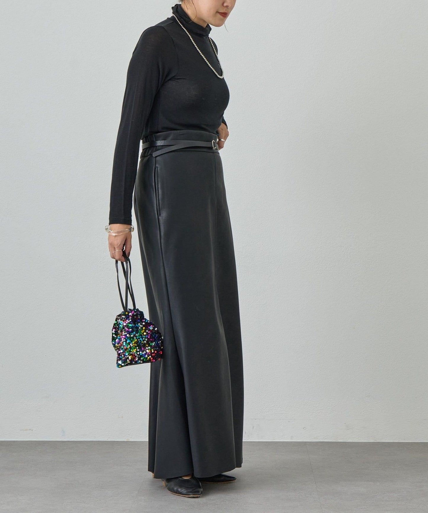 透視高領針織衫