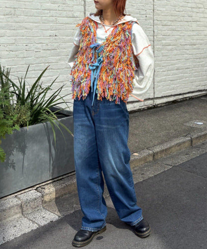 ★【HELLO.SANFRANCISCO/ハローサンフランシスコ】カラーループフリンジリボンベスト