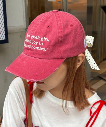 ★【HELLO.SANFRANCISCO/ハローサンフランシスコ】メッセージロゴ刺繍リボンキャップ