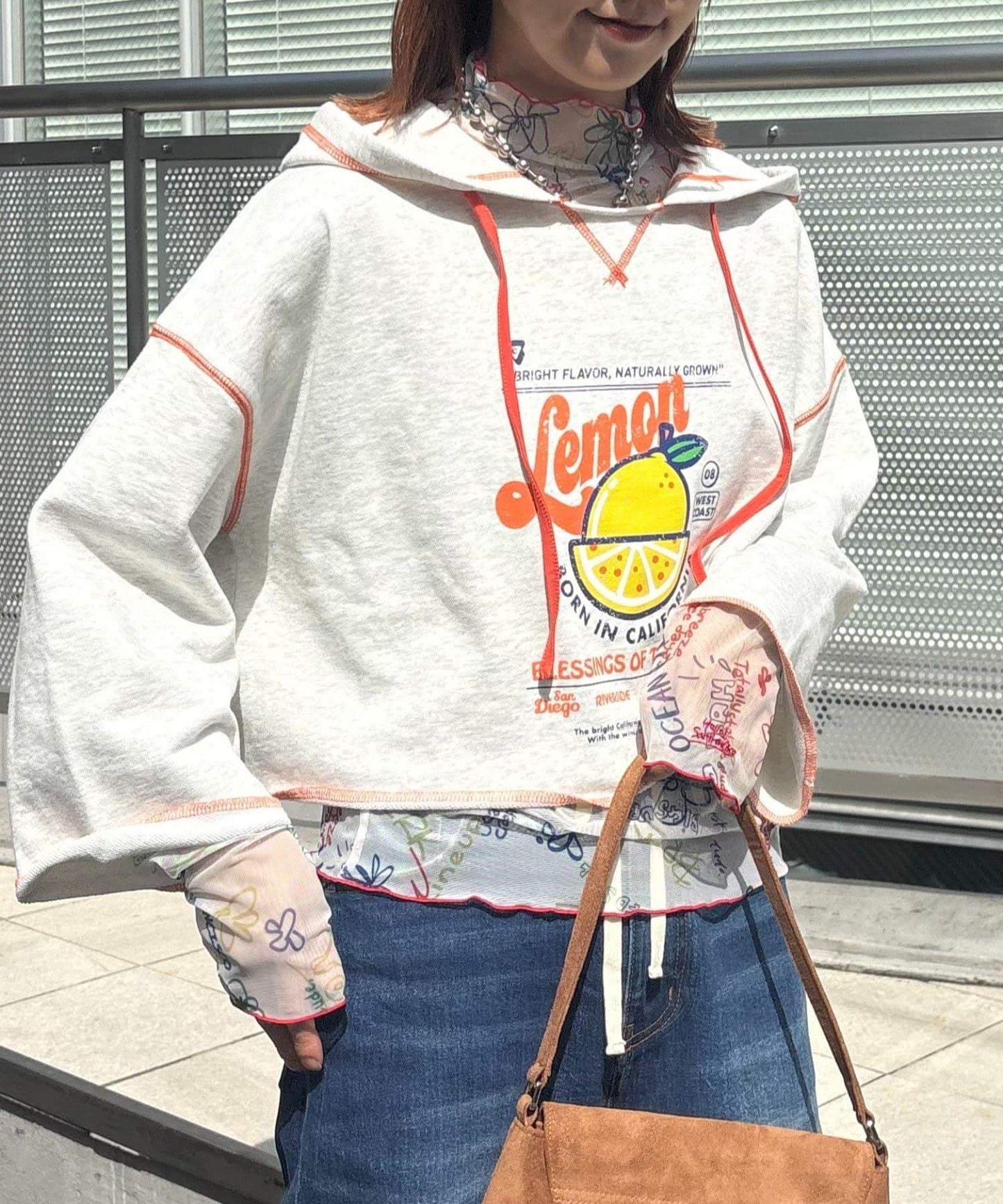 ★【HELLO.SANFRANCISCO/ハローサンフランシスコ】連帽印花衛衣