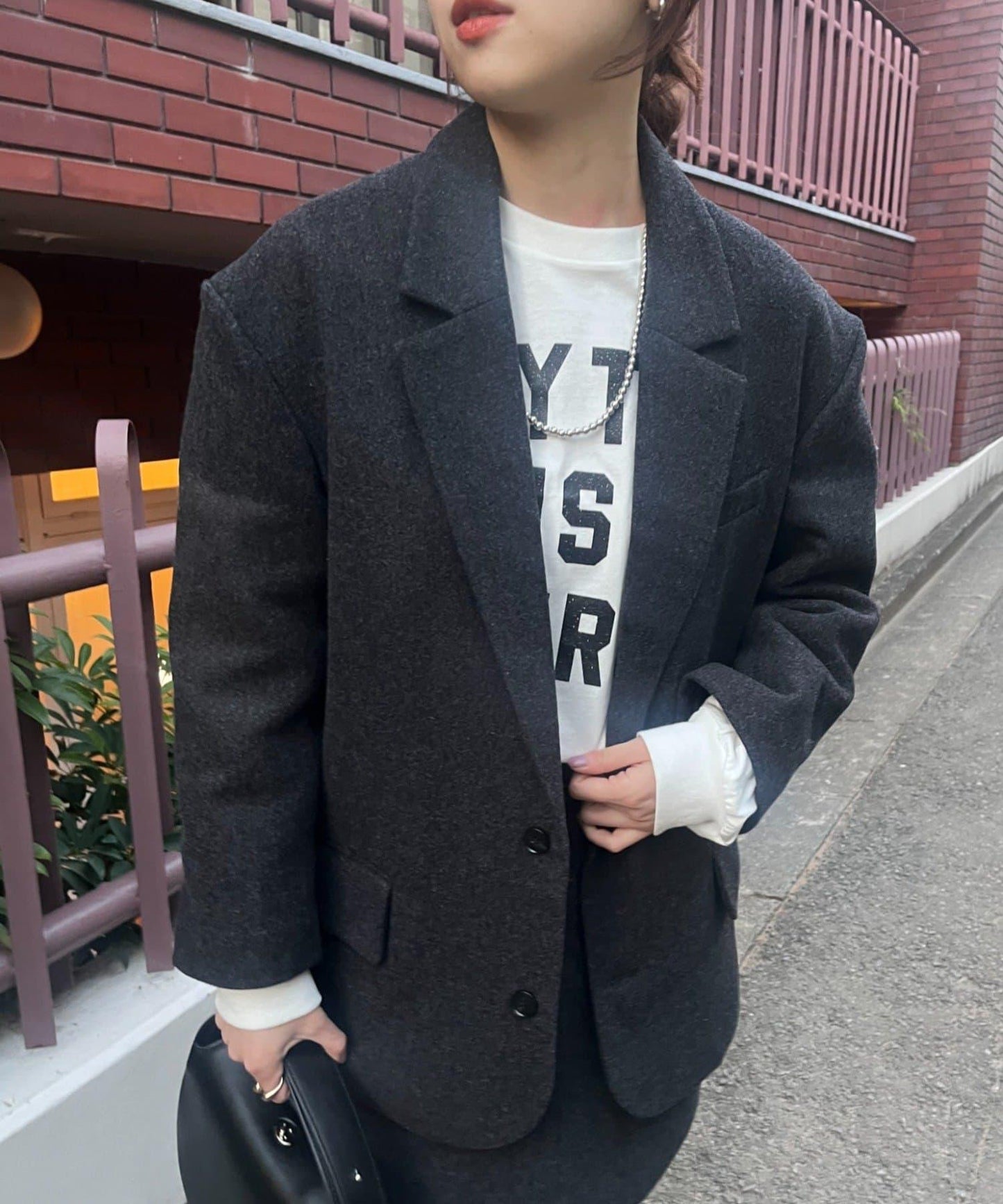 羊毛寬鬆西裝夾克