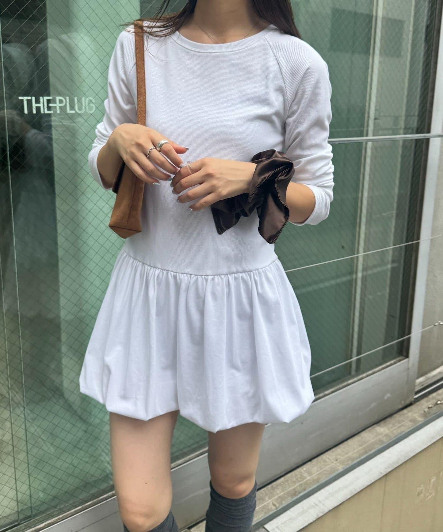 【UNISEX】適合搭配衛衣或針織衫的內搭◎下襬氣球廓形羅紋長袖T恤