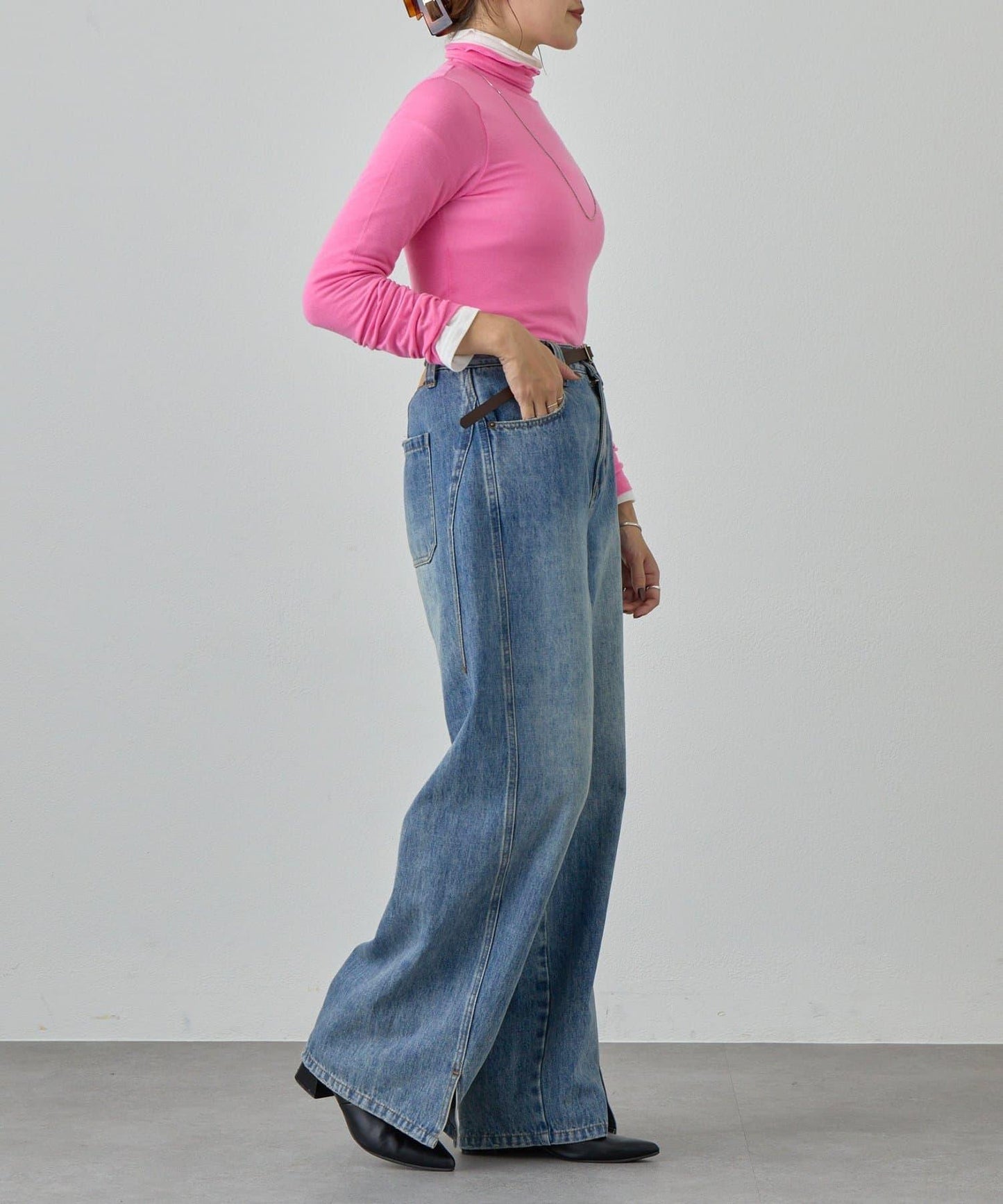 透視高領針織衫