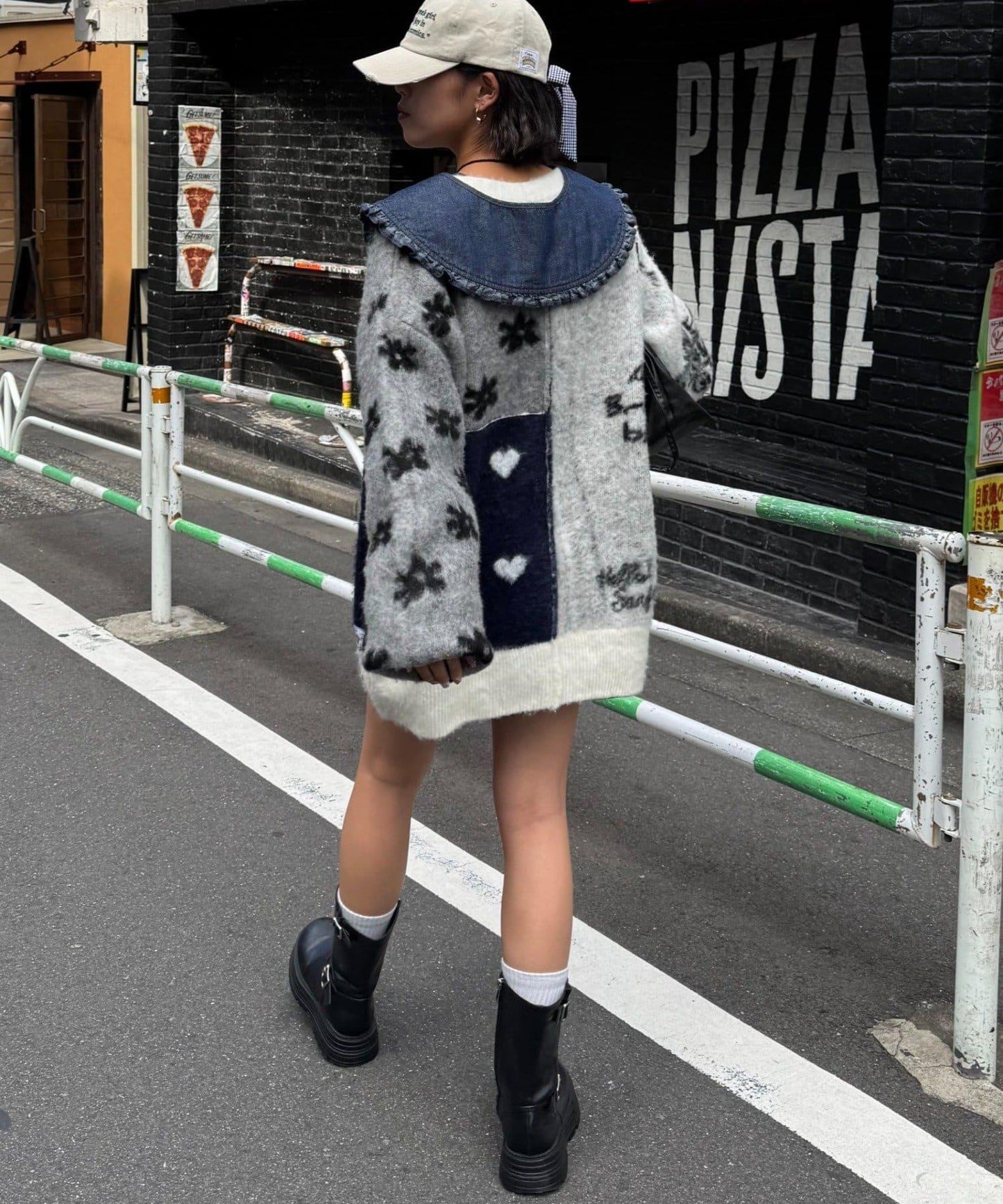 ★【HELLO.SANFRANCISCO/ハローサンフランシスコ】ジャガードッドッキングハート釦カーデ