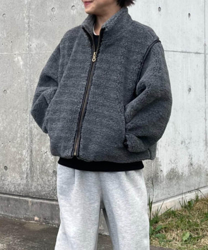 【KIDS】【有青少年尺碼】與媽媽同款！保暖輕盈多功能仿羊羔絨立領夾克