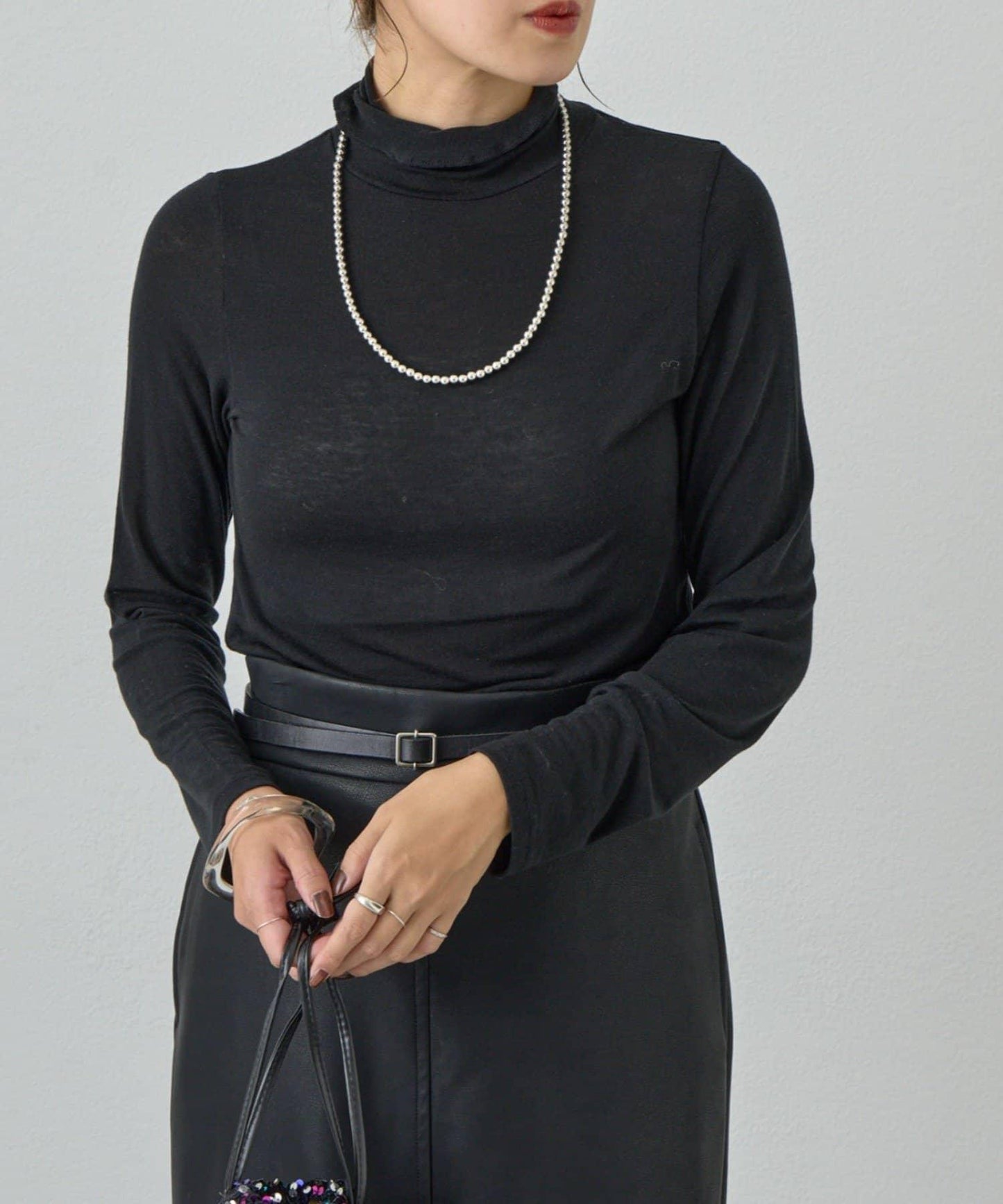 透視高領針織衫