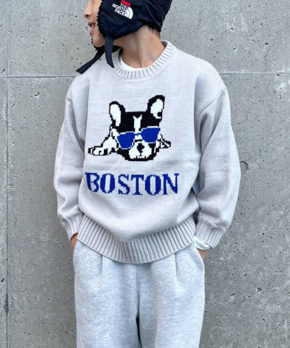 【KIDS】【有青少年尺碼】狗狗提花針織衫（OSORO）