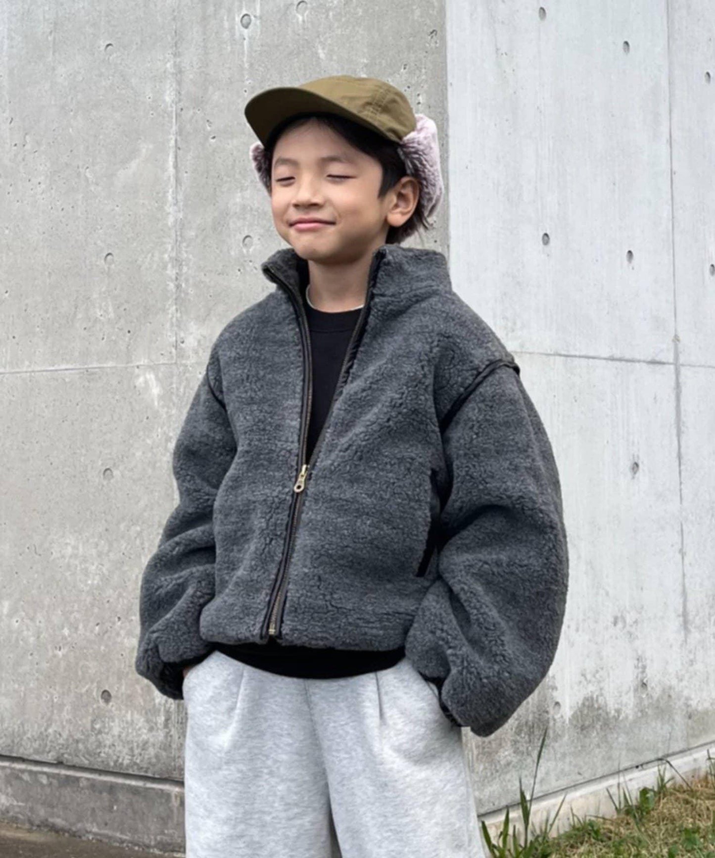 【KIDS】【有青少年尺碼】與媽媽同款！保暖輕盈多功能仿羊羔絨立領夾克