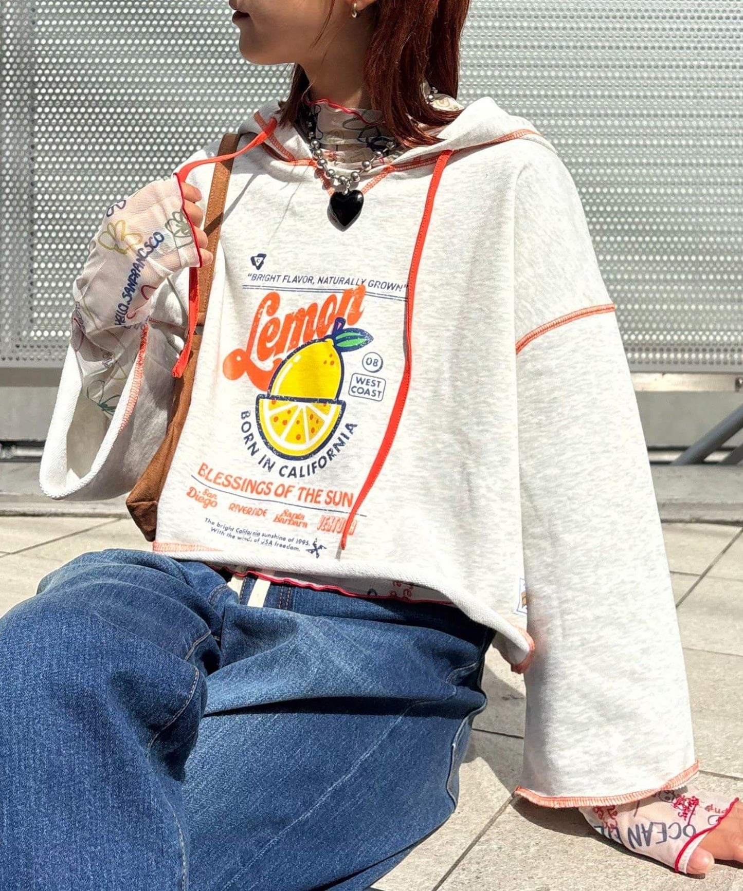 ★【HELLO.SANFRANCISCO/ハローサンフランシスコ】連帽印花衛衣