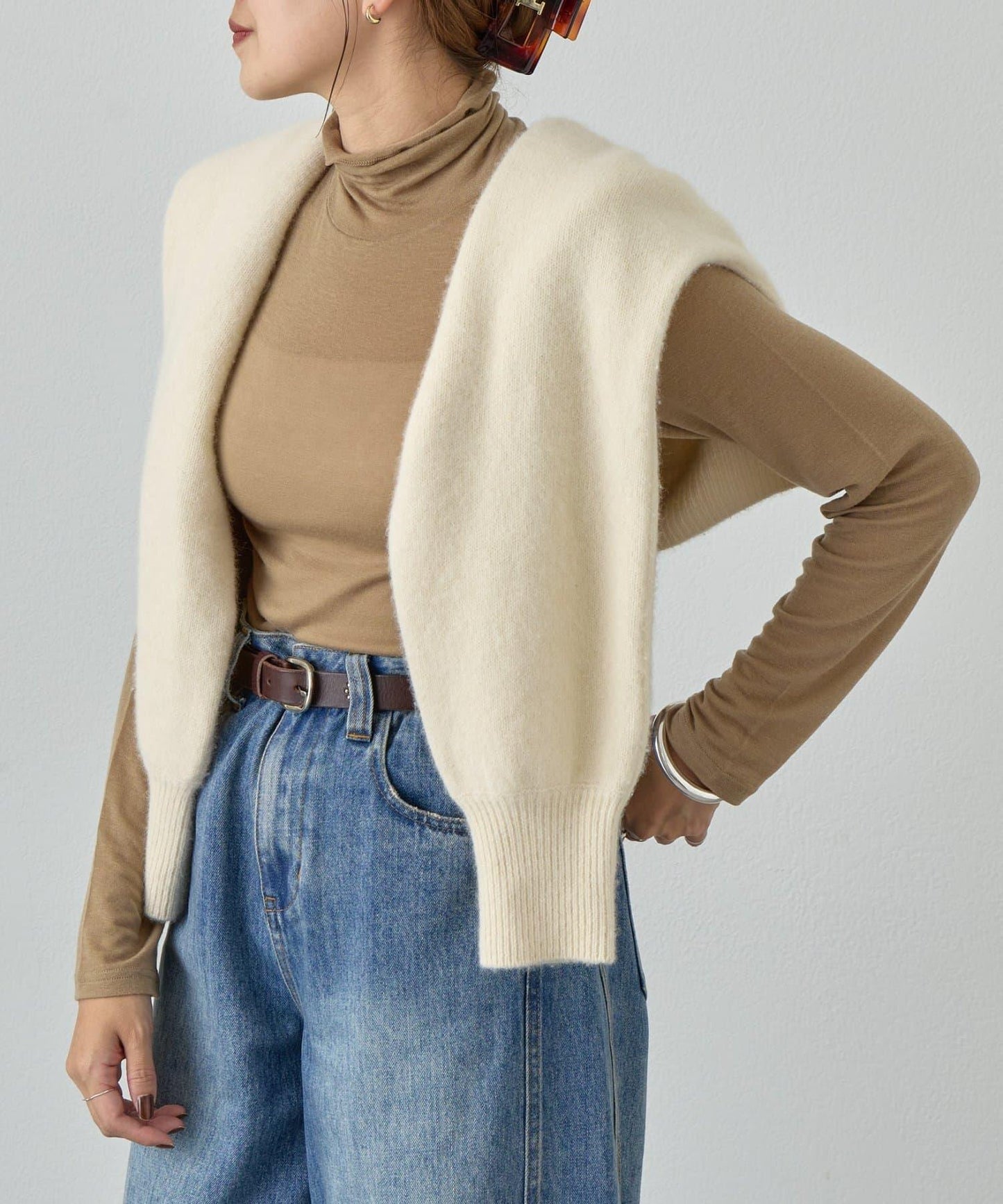 透視高領針織衫