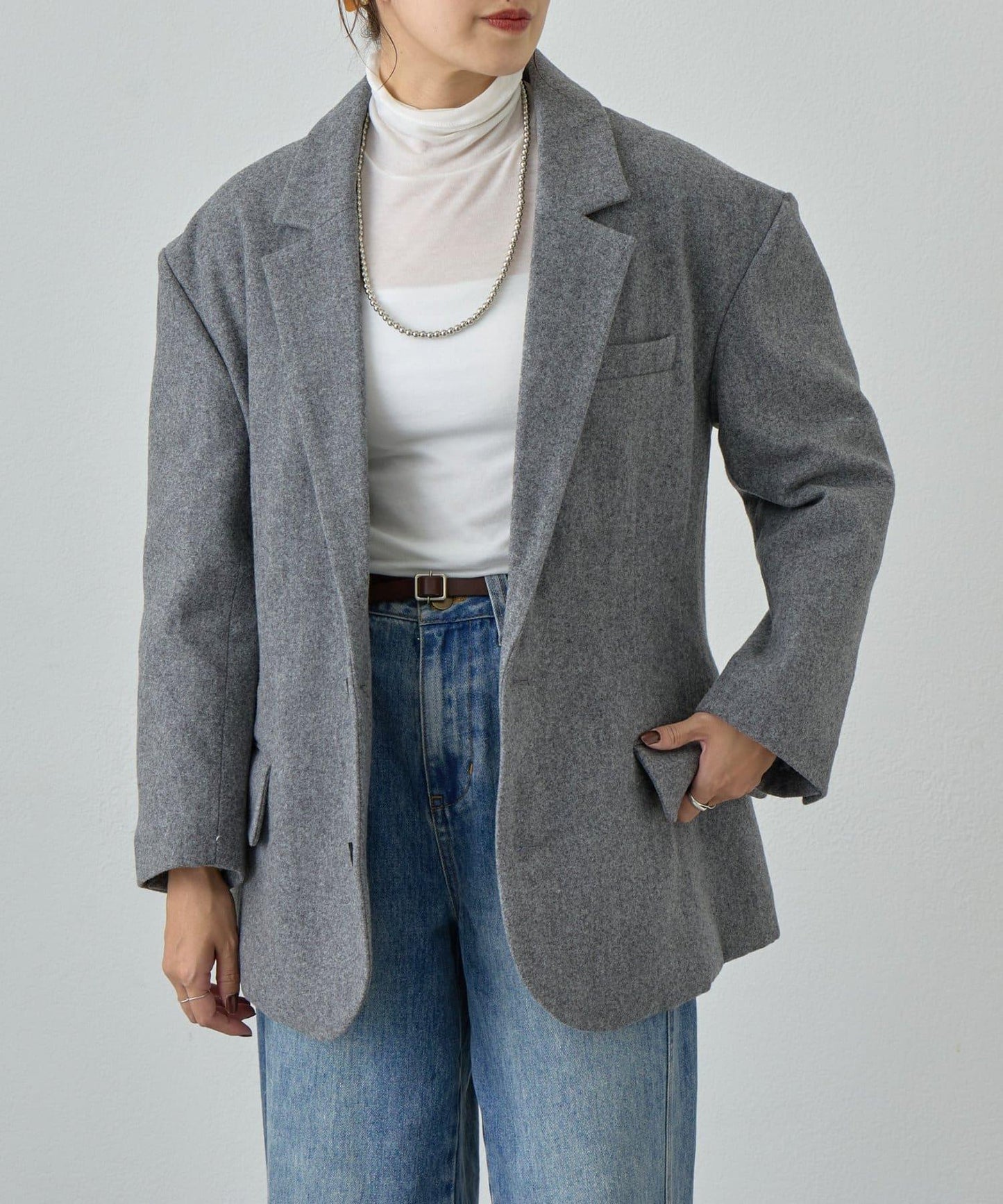 羊毛寬鬆西裝夾克