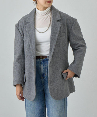 羊毛寬鬆西裝夾克