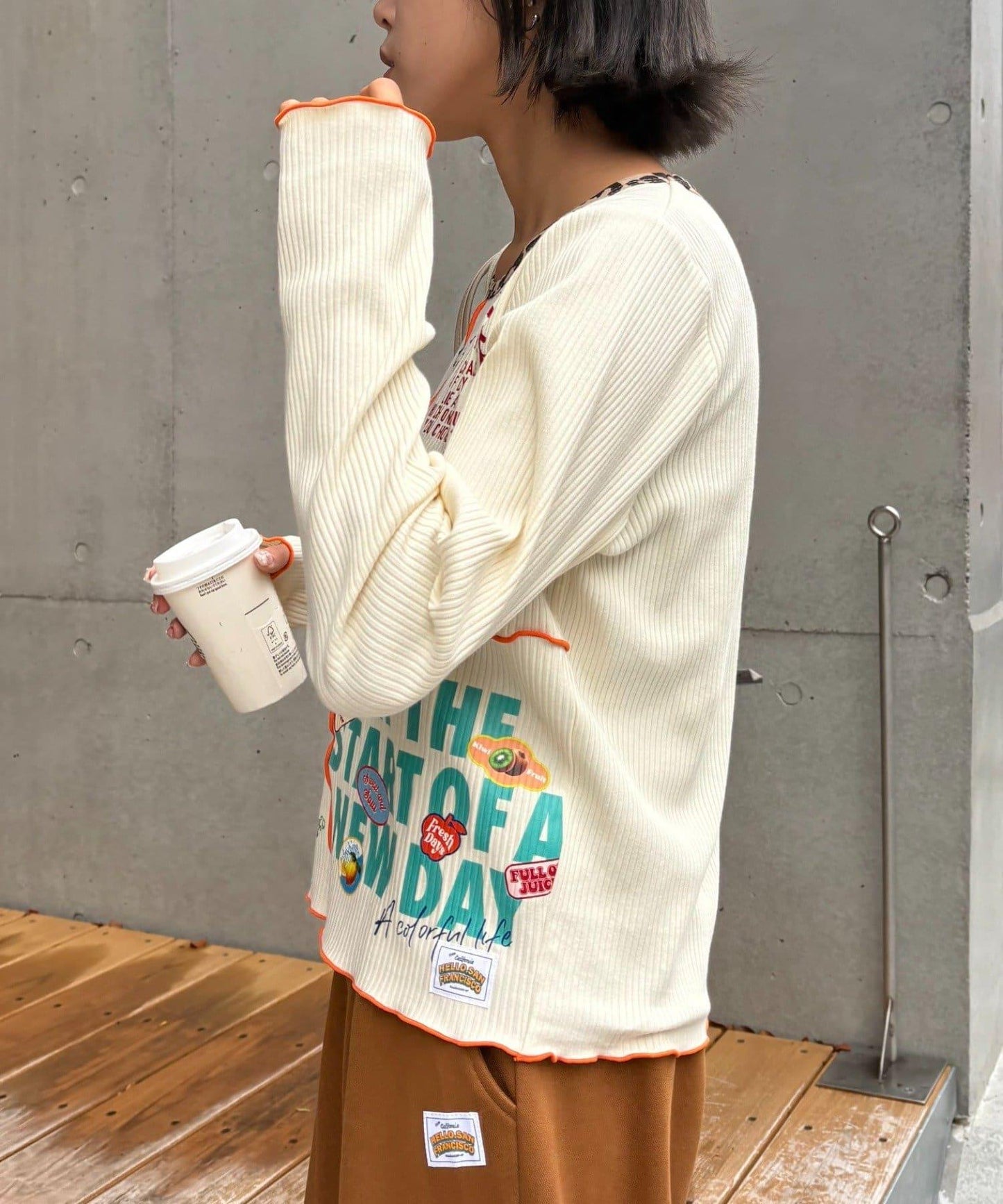 ★【HELLO.SANFRANCISCO/ハローサンフランシスコ】拼接印花上衣