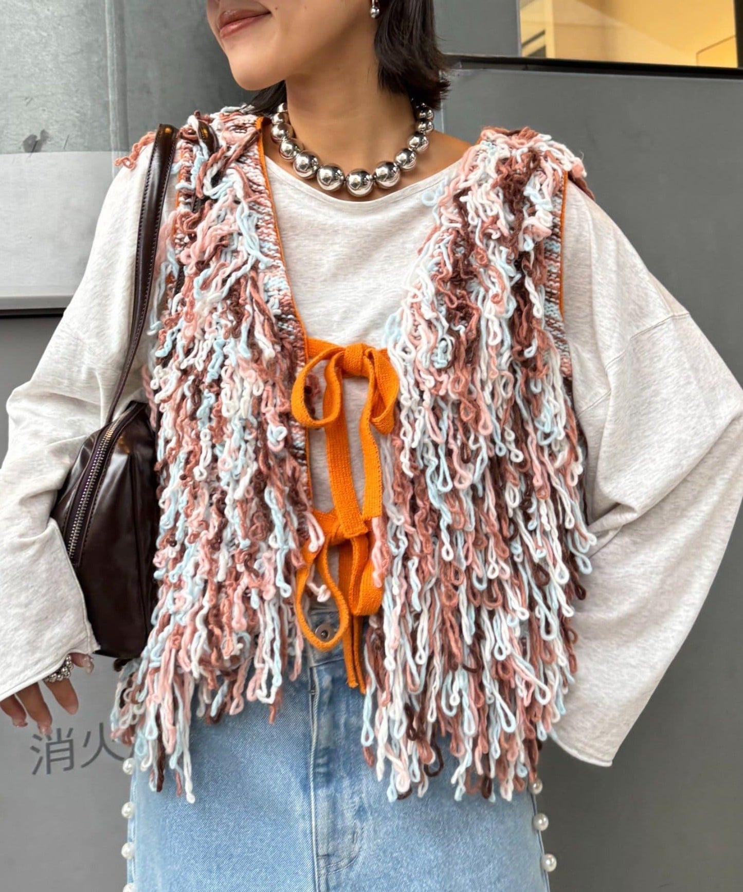 ★【HELLO.SANFRANCISCO/ハローサンフランシスコ】カラーループフリンジリボンベスト