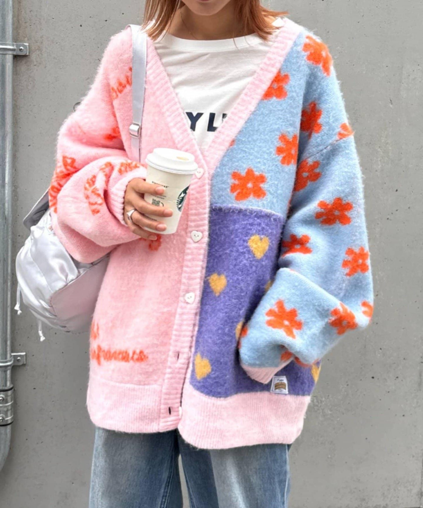 ★【HELLO.SANFRANCISCO/ハローサンフランシスコ】ジャガードッドッキングハート釦カーデ