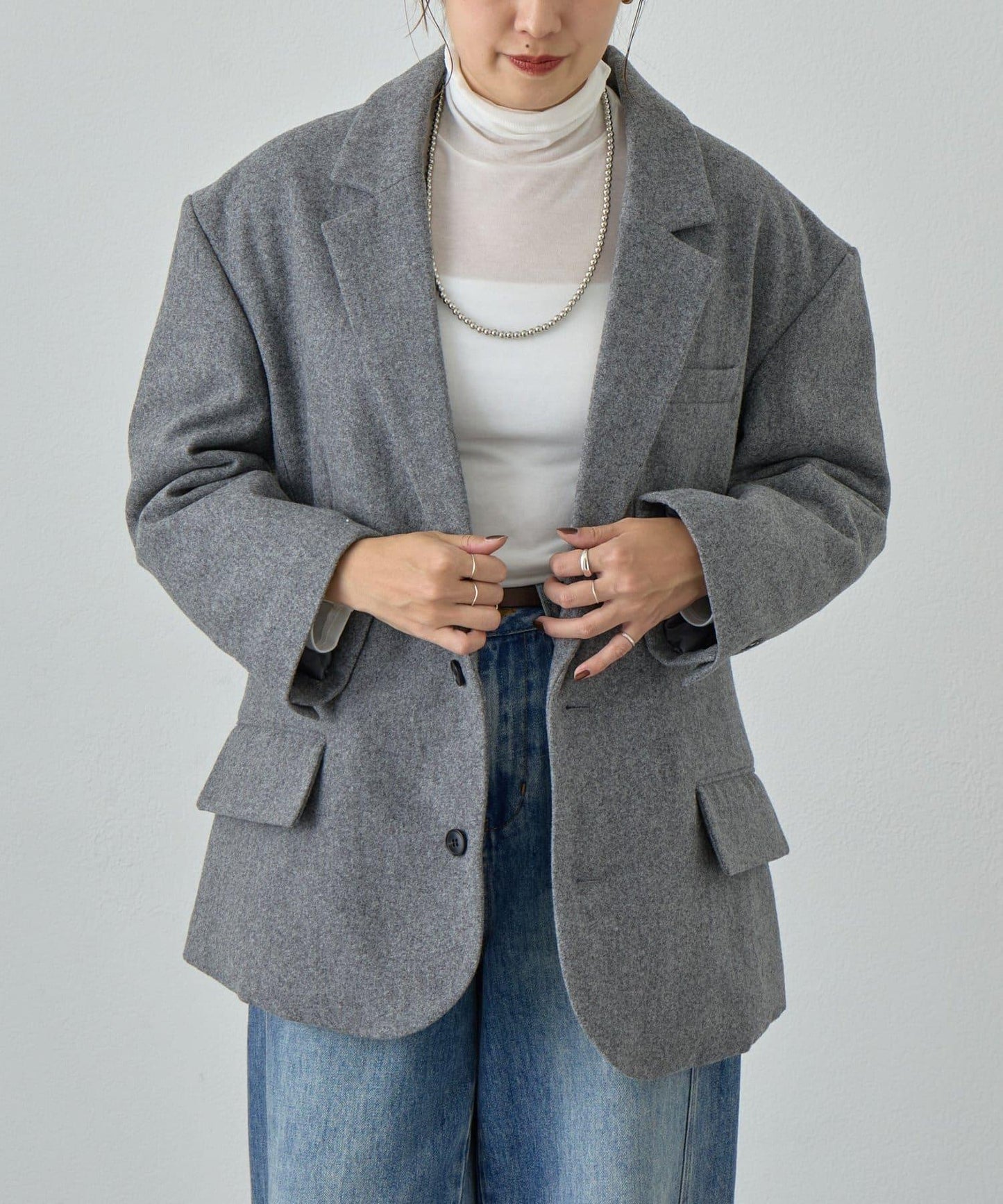 羊毛寬鬆西裝夾克