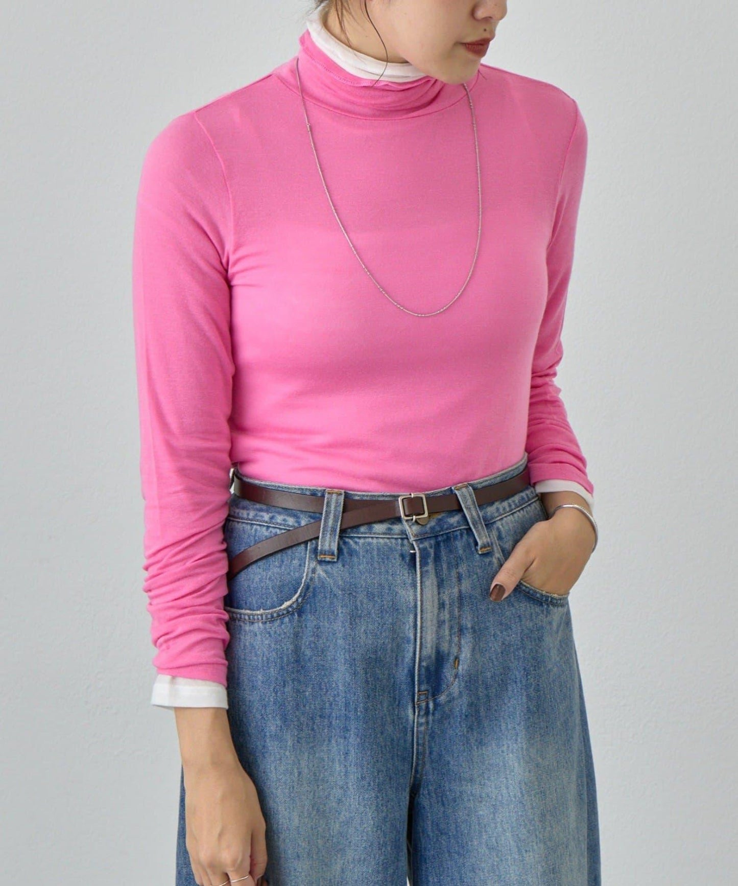 透視高領針織衫