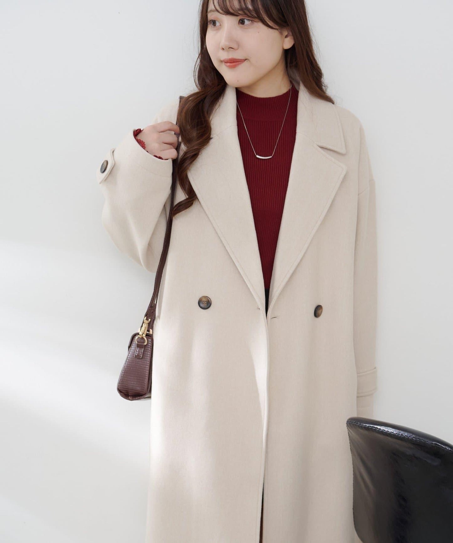 羊毛感雙排扣切斯特大衣