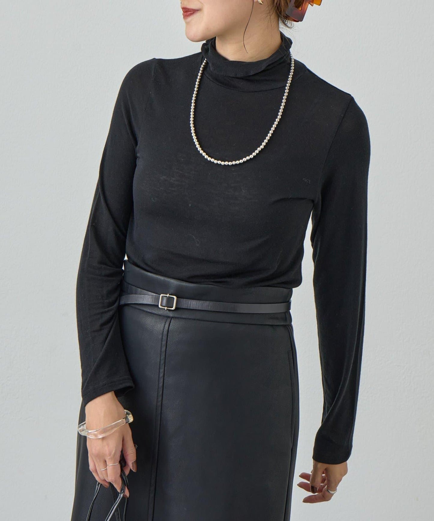 透視高領針織衫