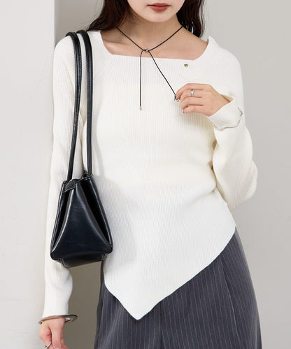 方領羅紋針織衫