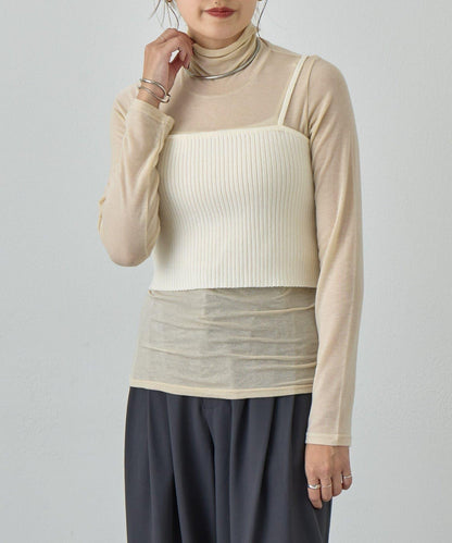透視高領針織衫