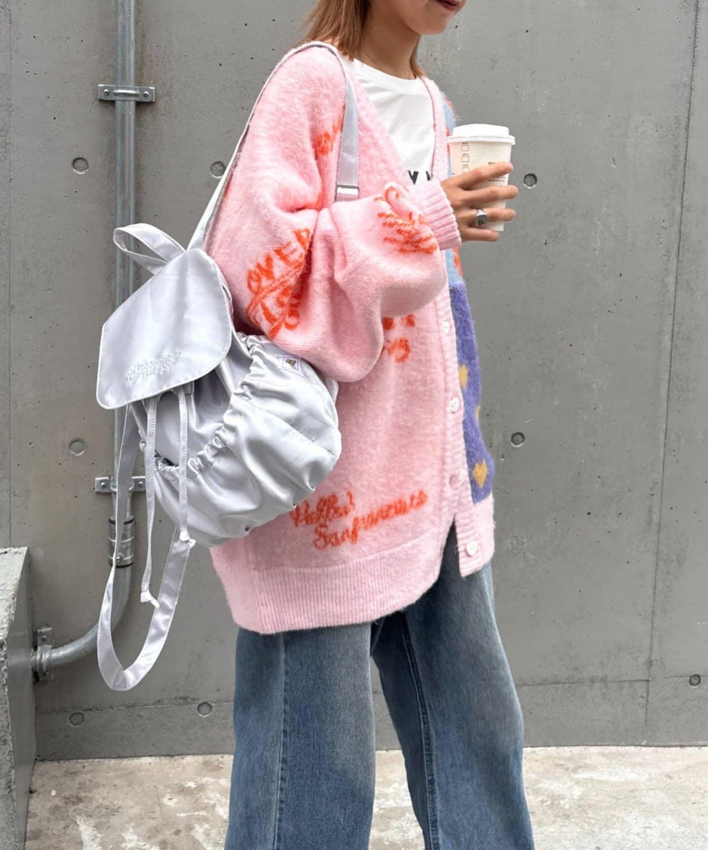 ★【HELLO.SANFRANCISCO/ハローサンフランシスコ】ジャガードッドッキングハート釦カーデ