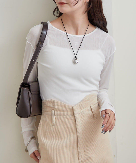 帶飾牌圓領長袖T恤