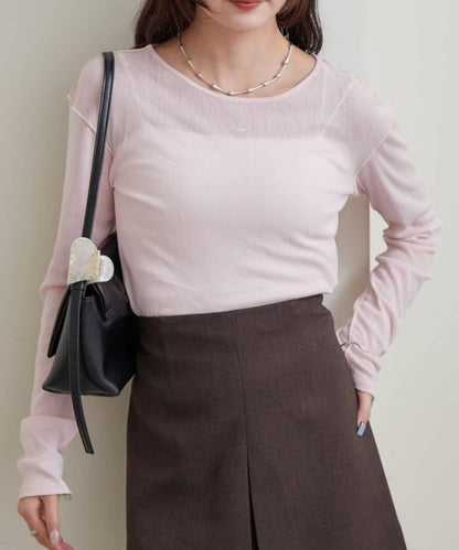 帶飾牌圓領長袖T恤