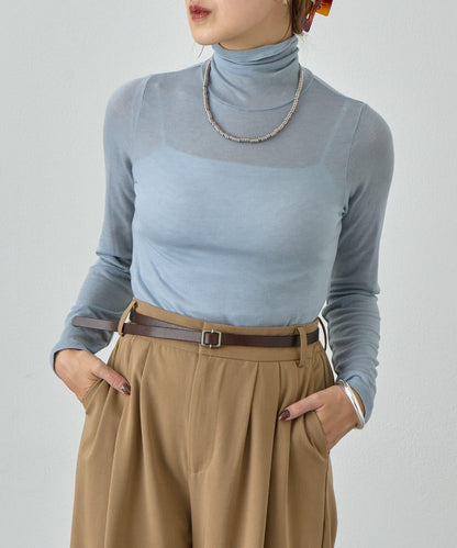 透視高領針織衫