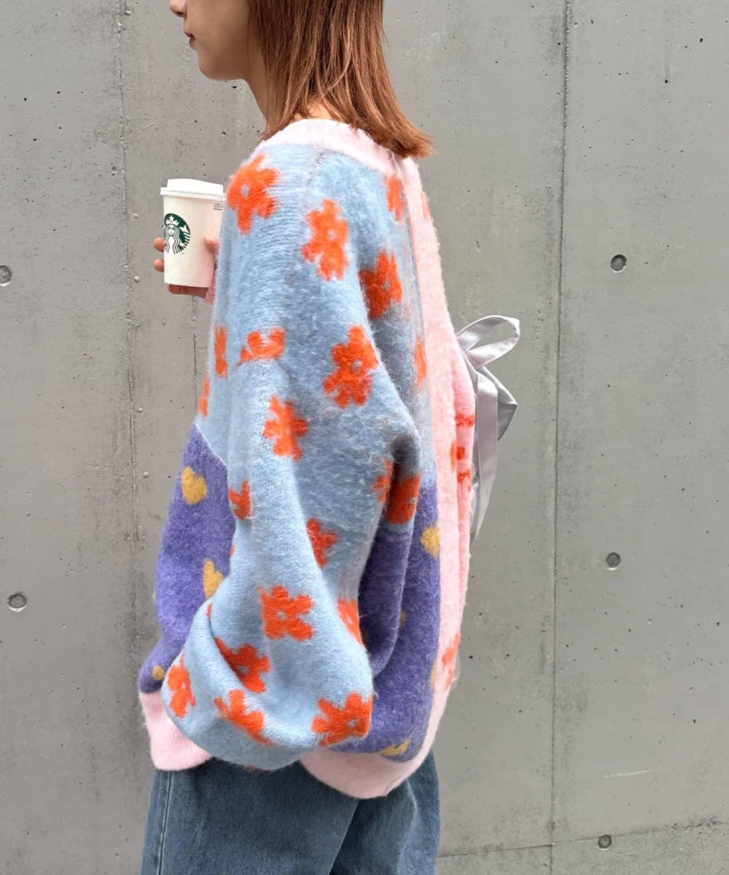 ★【HELLO.SANFRANCISCO/ハローサンフランシスコ】ジャガードッドッキングハート釦カーデ