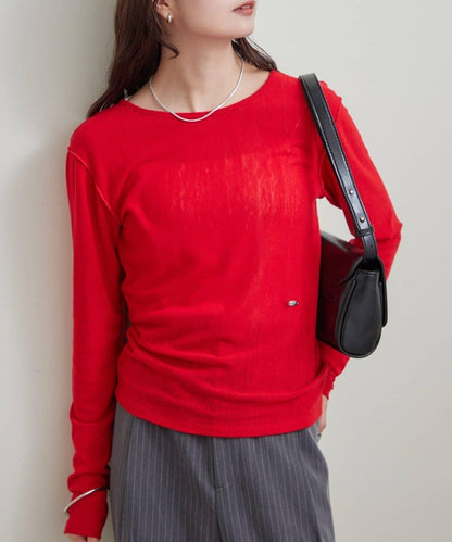 帶飾牌圓領長袖T恤