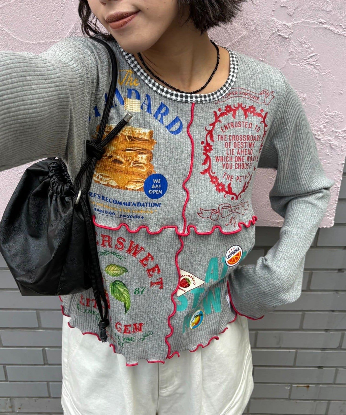 ★【HELLO.SANFRANCISCO/ハローサンフランシスコ】拼接印花上衣