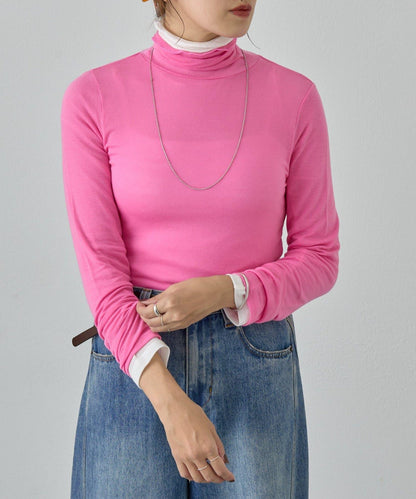 透視高領針織衫