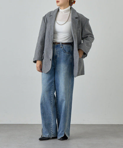 透視高領針織衫