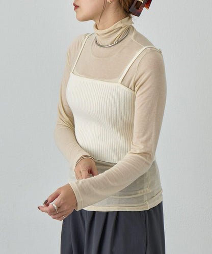 透視高領針織衫