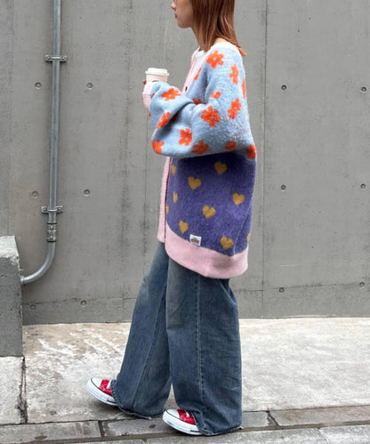 ★【HELLO.SANFRANCISCO/ハローサンフランシスコ】ジャガードッドッキングハート釦カーデ