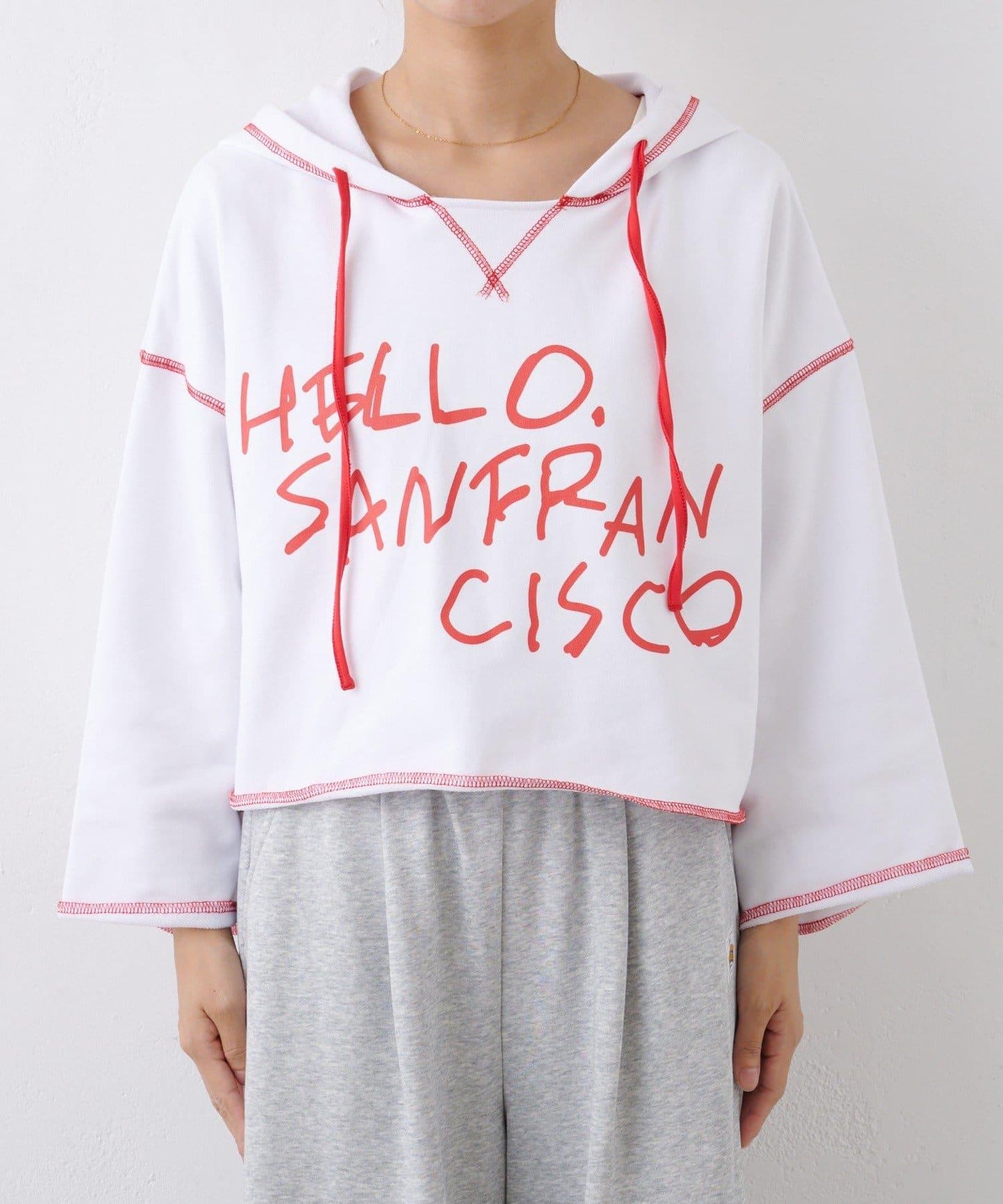 ★【HELLO.SANFRANCISCO/ハローサンフランシスコ】連帽印花衛衣