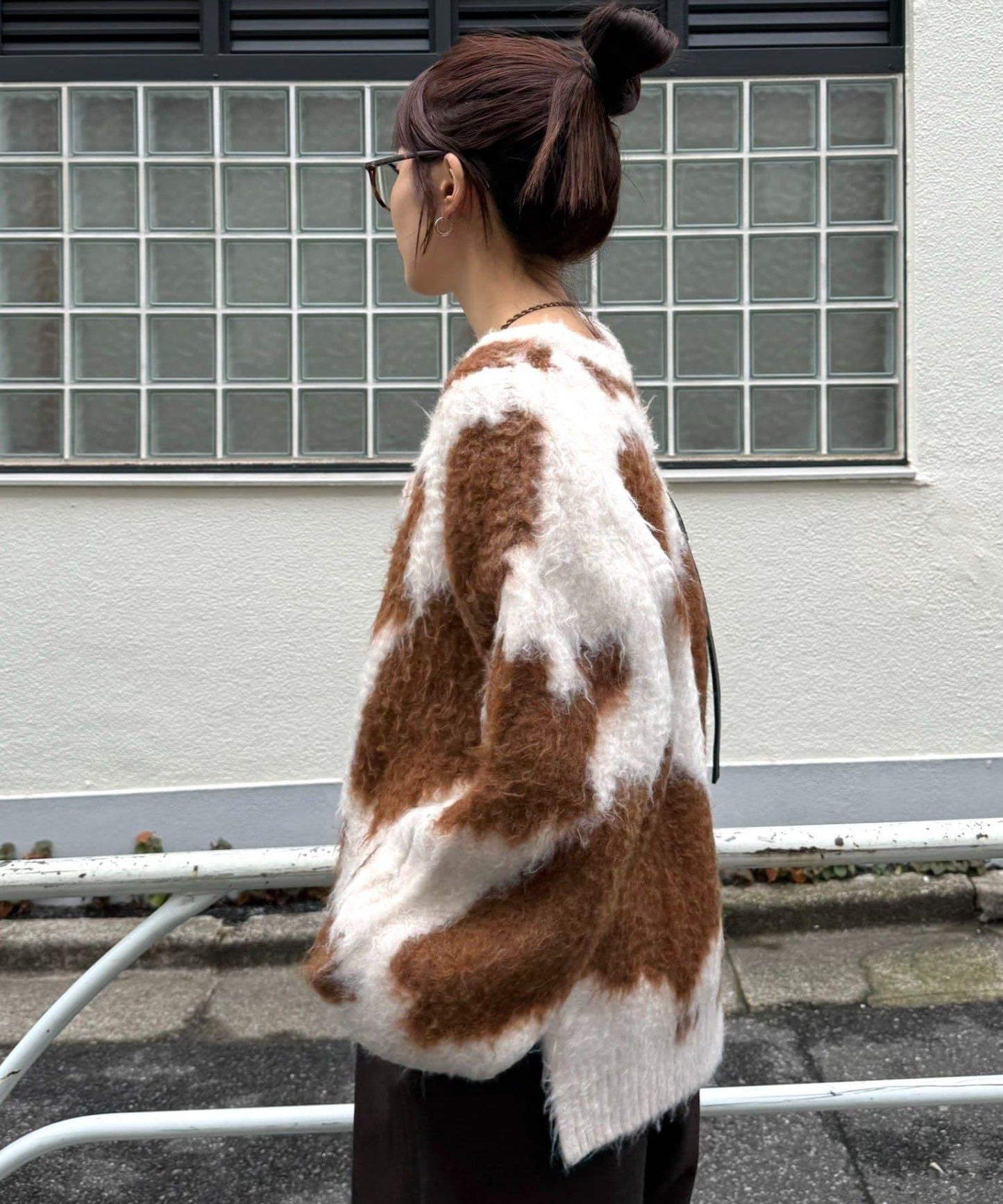 動物紋長毛針織衫