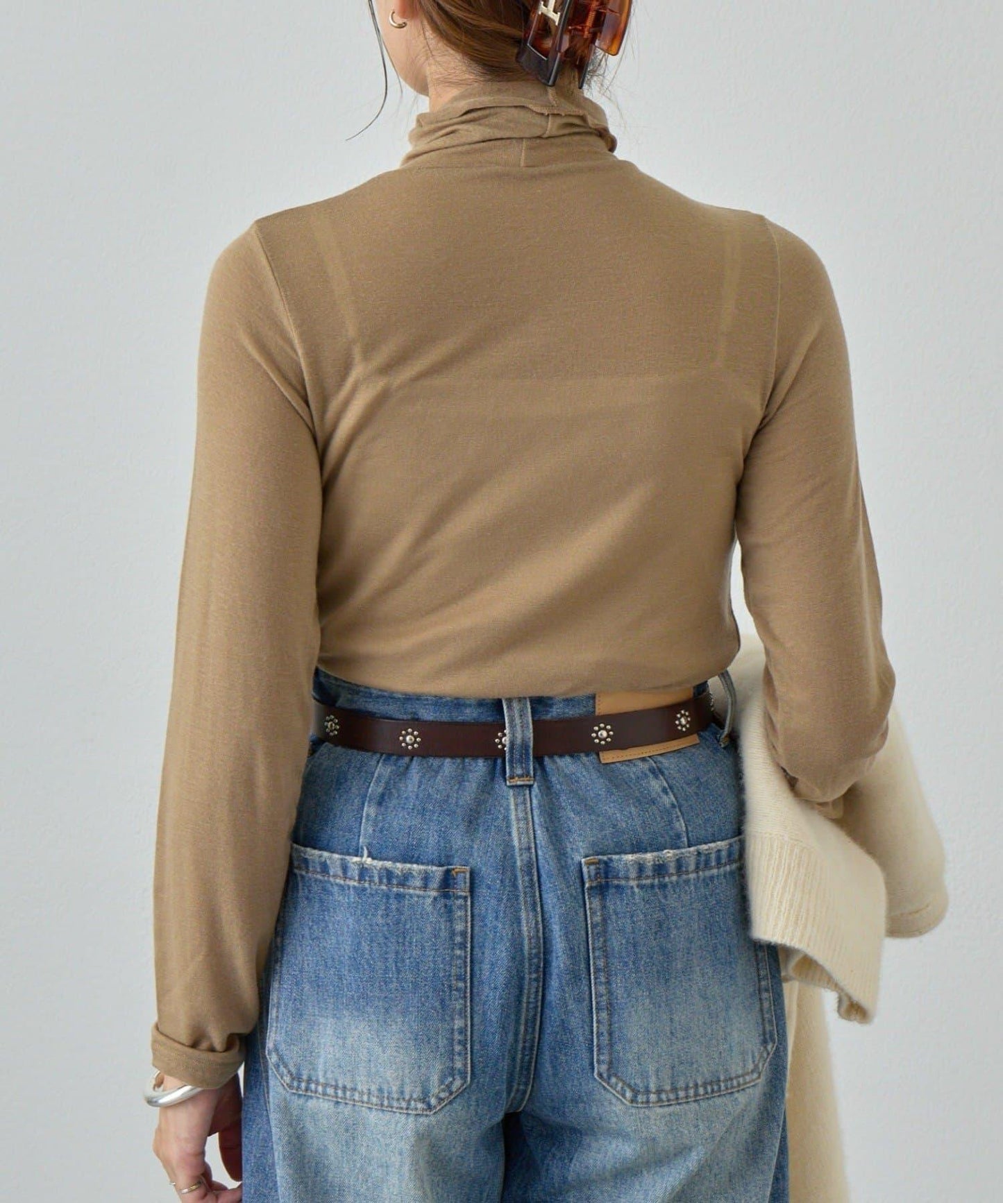 透視高領針織衫